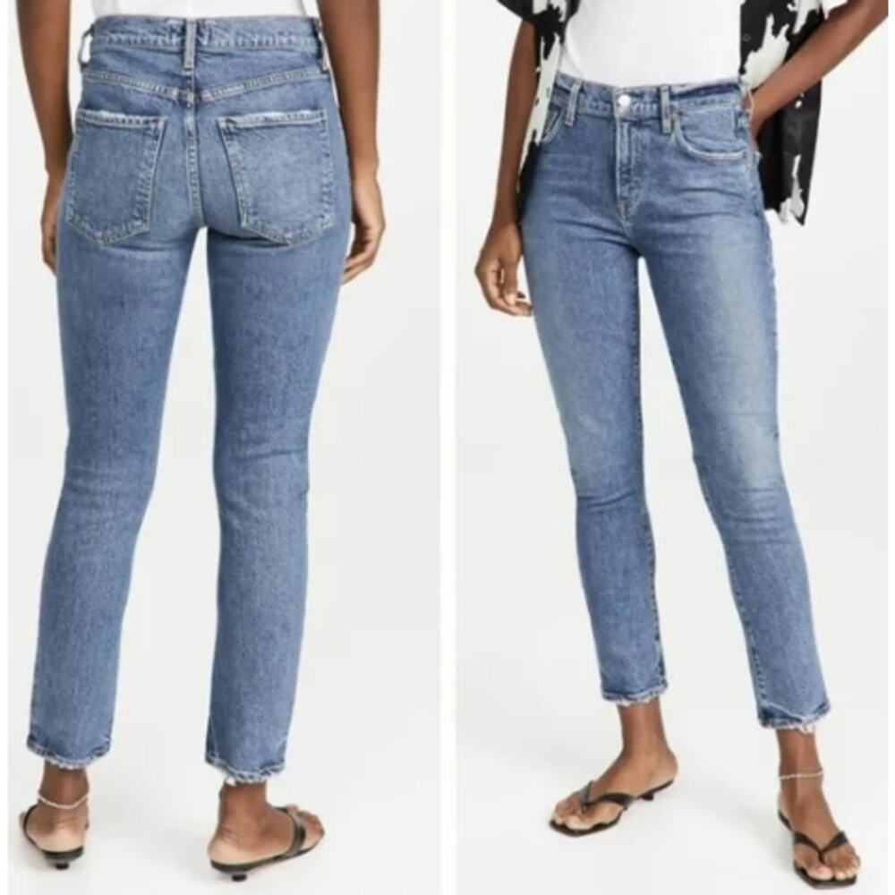 AGolde Jeans Womens 25 Light Blue Ankle Stretch High Rise Capsule Straight Toni
